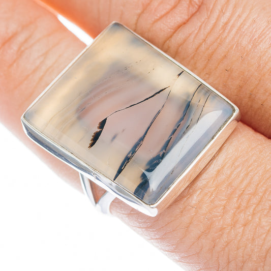 Premium Scenic Dendritic Agate Ring Size 8.75 (.925 Sterling Silver)