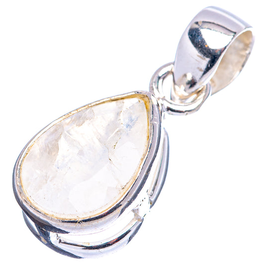 Sterling silver teardrop moonstone pendant with textured bail, pale iridescent stone