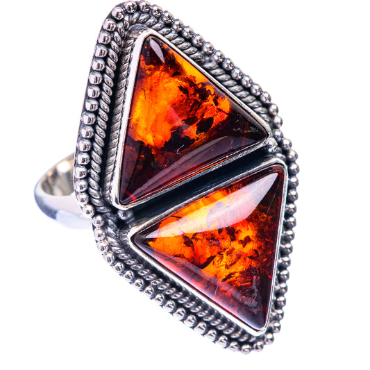 Large Baltic Amber Ring Size 8.25 (925 Sterling Silver) R140850