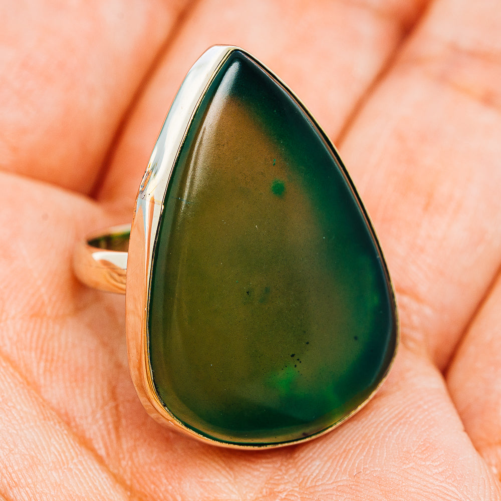 Nephrite Jade Ring Size 6.75 (German Silver)
