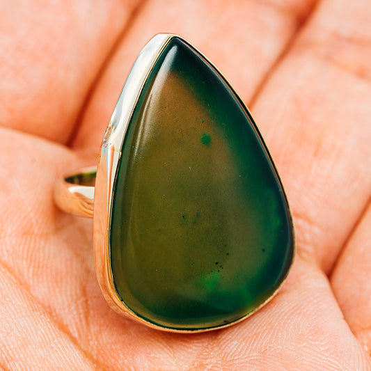 Nephrite Jade Ring Size 6.75 (German Silver)