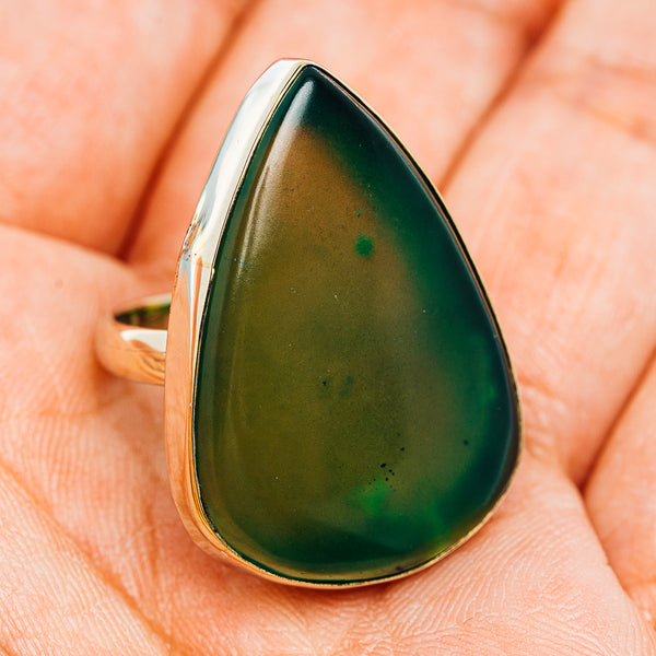 Nephrite Jade Ring Size 6.75 (German Silver)