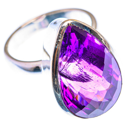 Large Faceted Amethyst Ring Size 8.25 (925 Sterling Silver) RING140011