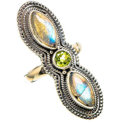 Large Labradorite, Peridot Ring Size 7.25 (925 Sterling Silver) RING137981