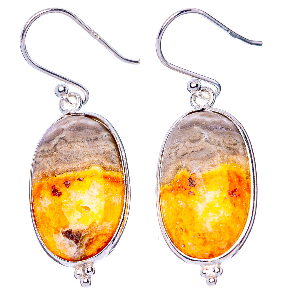 Bumble Bee Jasper Earrings 1 1/2" (925 Sterling Silver) E1480