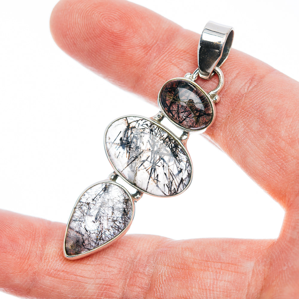 Premium Tourmalinated Quartz Pendant 2 1/4" (.925 Sterling Silver)
