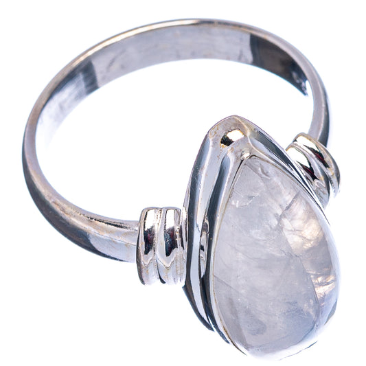 Sterling silver moonstone ring with oval cabochon, split band, polished finish