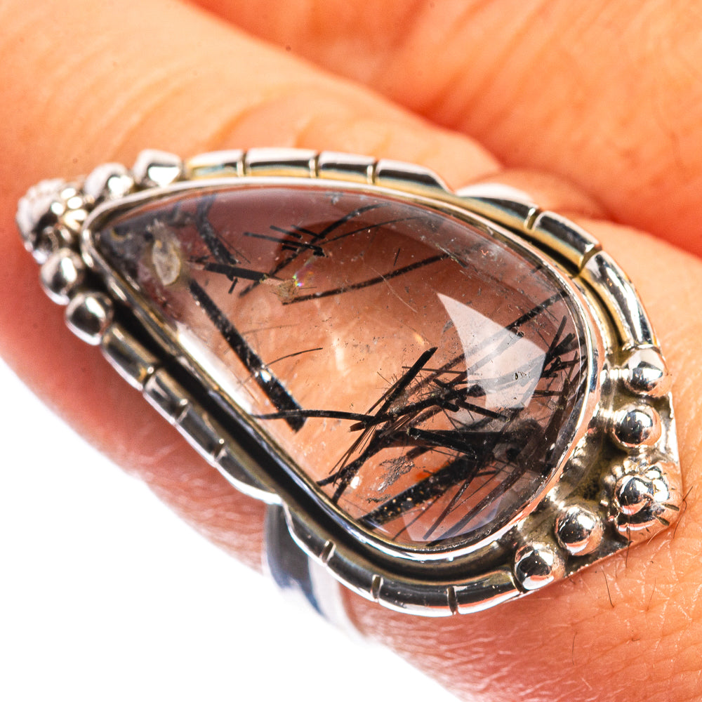 Tourmalinated Quartz 925 Sterling Silver Ring Size 8