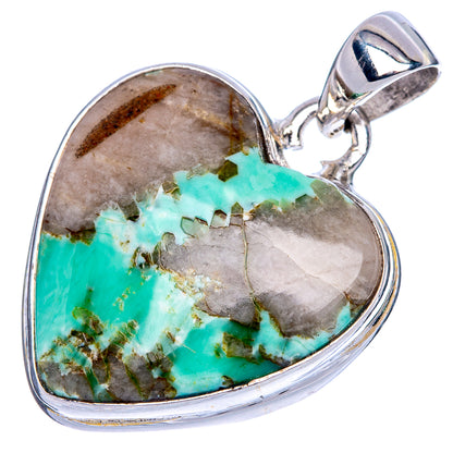 Variscite Heart Pendant 1 1/4" (925 Sterling Silver) P41589
