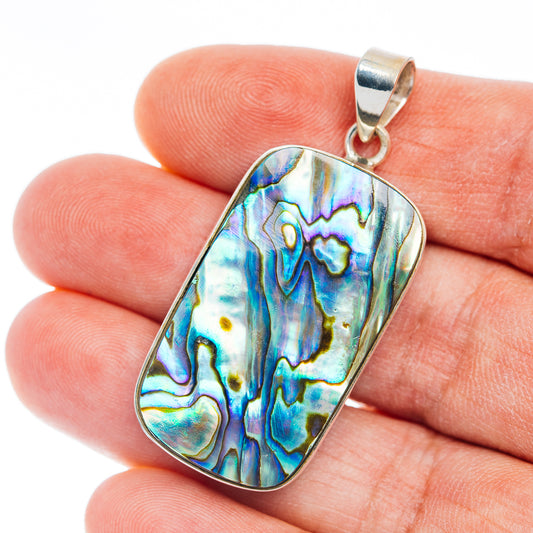 Premium Abalone Shell Pendant 1 3/4" (.925 Sterling Silver)