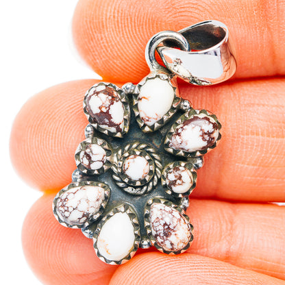 Southwestern Style White Horse Jasper Pendant 1 3/8" (.925 Sterling Silver)