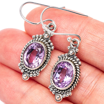 Faceted Amethyst EarDainty Rings 1 1/2" (925 Sterling Silver) E433139