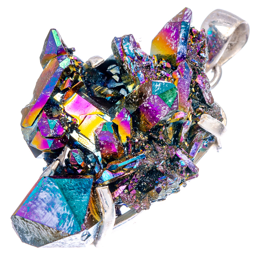 Premium Titanium Aura Quartz Pendant 1 3/4" (.925 Sterling Silver)
