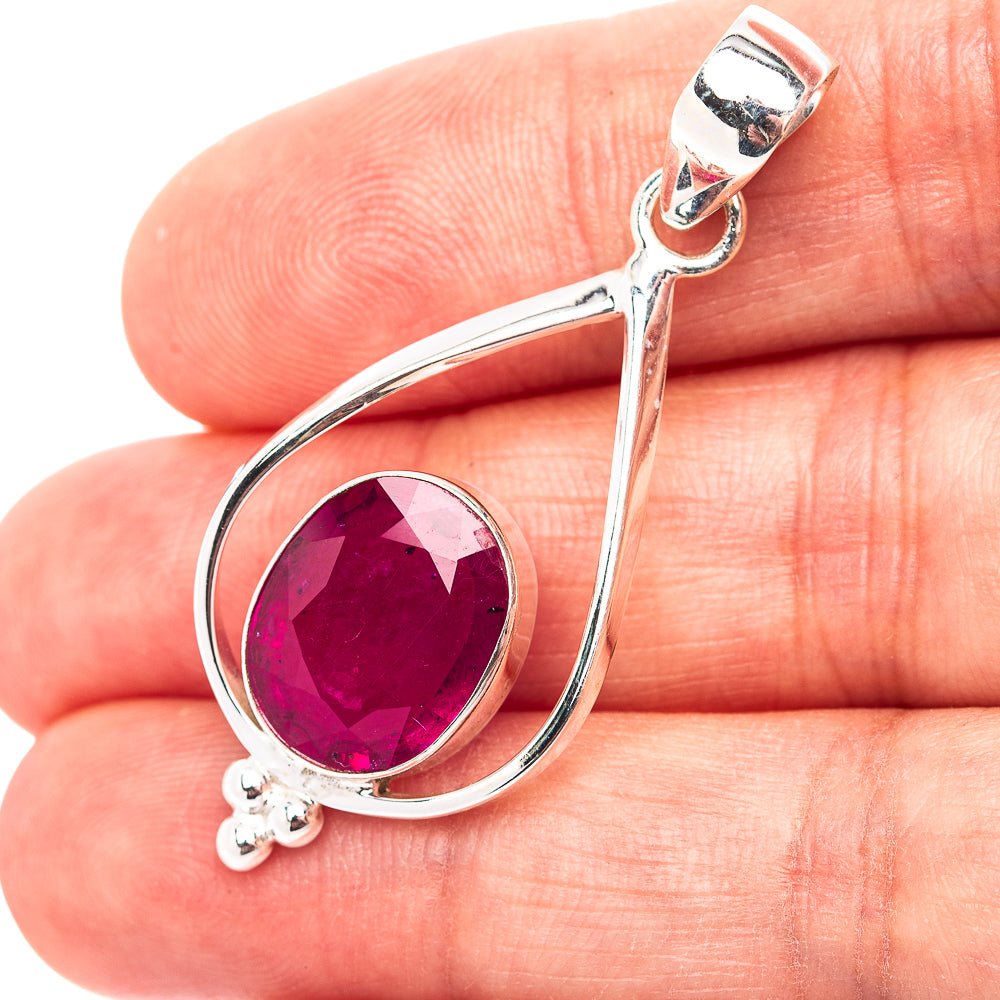 Premium Burmese Glass Filled Ruby Pendant 1 3/4" (.925 Sterling Silver)