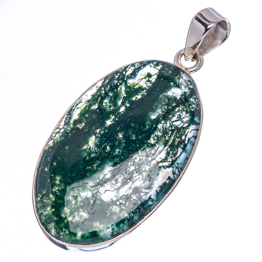Green Moss Agate Pendant 2" (.925 Sterling Silver)