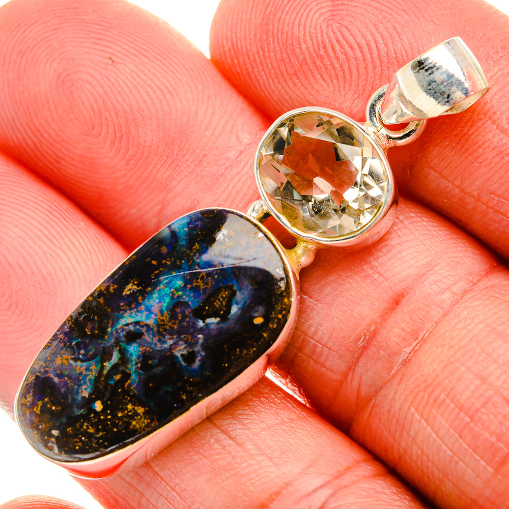 Boulder Opal, Citrine 925 Sterling Silver Pendant 2" (925 Sterling Silver) PD38435