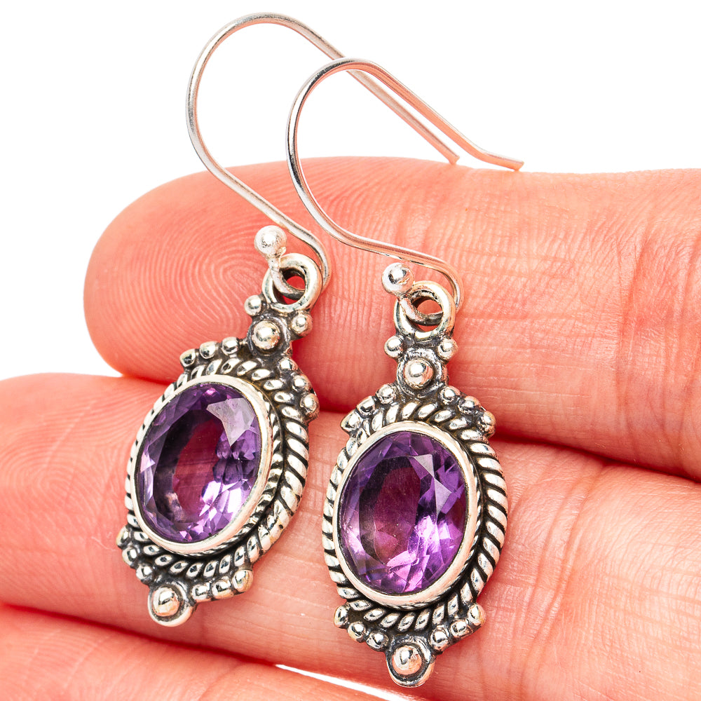 Dainty Amethyst Earrings 1 1/2" (925 Sterling Silver) E2820