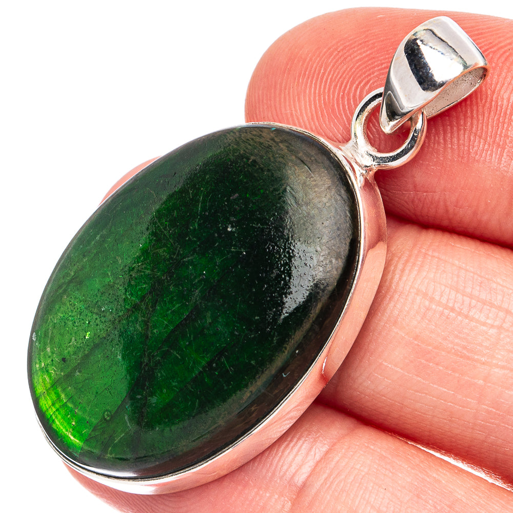 Green Labradorite Pendant 1 5/8" (925 Sterling Silver) P45150