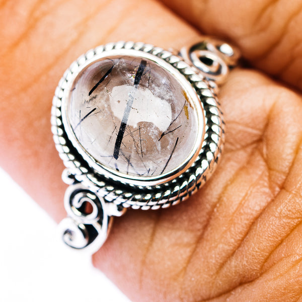 Tourmalinated Quartz Ring Size 7.5 (.925 Sterling Silver)