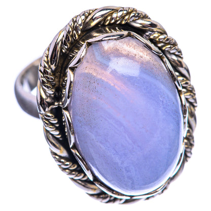 Blue Lace Agate 925 Sterling Silver Ring Size 6.5
