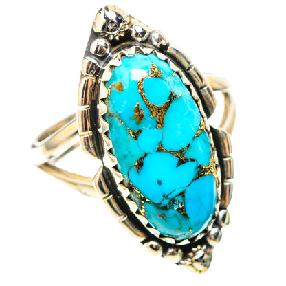 Blue Copper Composite Turquoise Ring Size 7.5 (925 Sterling Silver) RING138476
