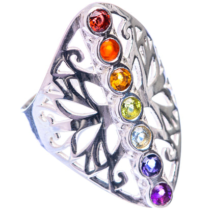 Rainbow Chakra Ring Size 9 (925 Sterling Silver) R140923
