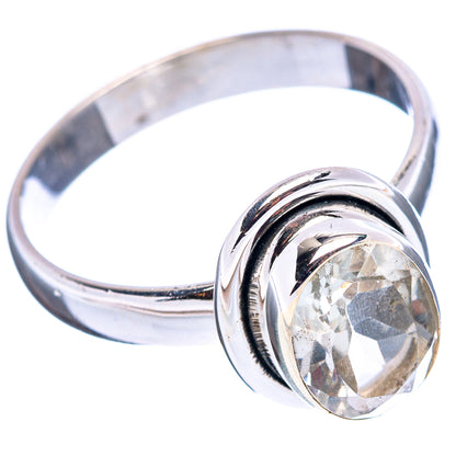 Faceted Green Amethyst Ring Size 8 (.925 Sterling Silver)