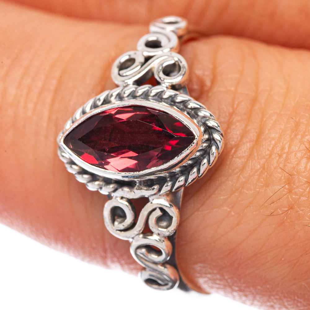 Garnet Dainty Ring Size 8.25 (925 Sterling Silver) R145272