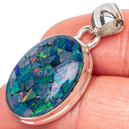 Rare Triplet Opal Pendant 1 1/4" (925 Sterling Silver) P41394
