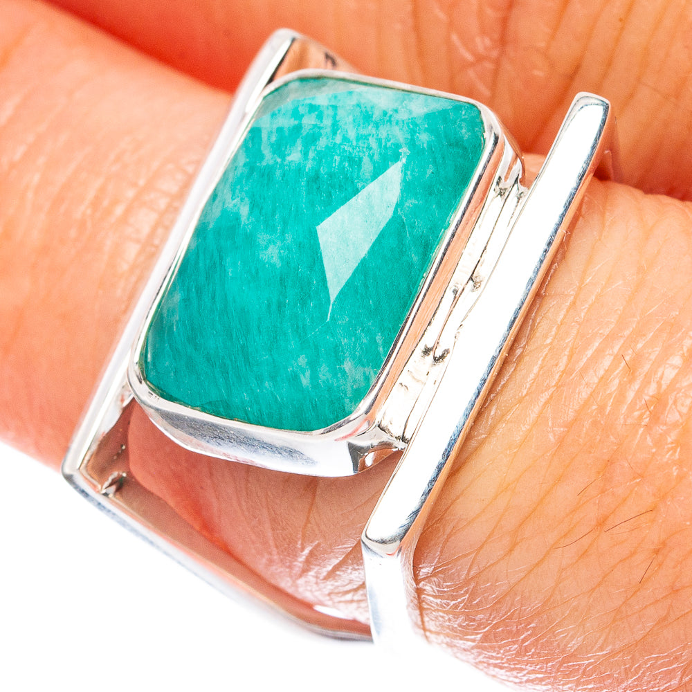 Premium Amazonite 925 Sterling Silver Ring Size 6.75 Ana Co R3569