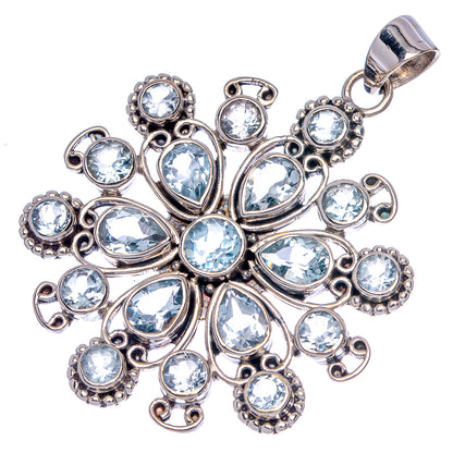 Blue Topaz 2 1/8" Pendant (925 Sterling Silver) P40015