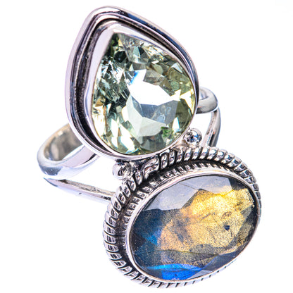 Large Labradorite, Green Amethyst Ring Size 8.75 (925 Sterling Silver) R140858