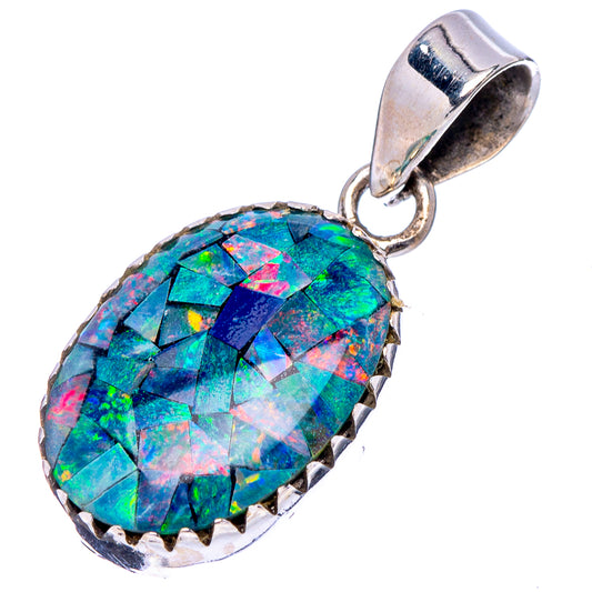 Oval opal triplet pendant with .925 sterling silver top bail and scalloped bezel