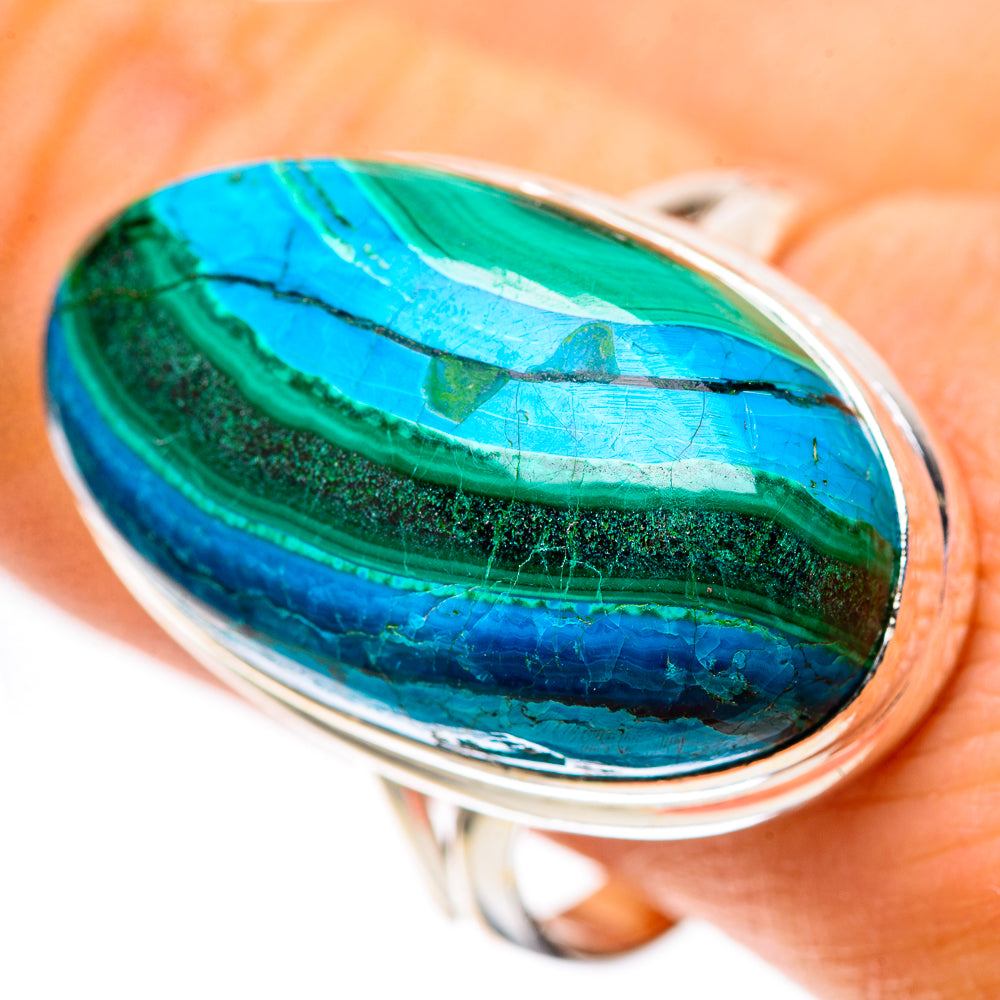 925 sterling silver ring with oval blue-green cabochon, rounded bezel.