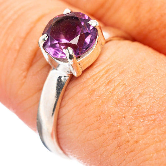 Amethyst sterling silver ring size 8.5, oval purple gemstone in prong setting