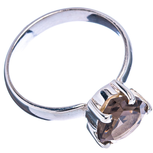 Smoky quartz faceted ring in .925 sterling silver, size 9, oval stone bezel