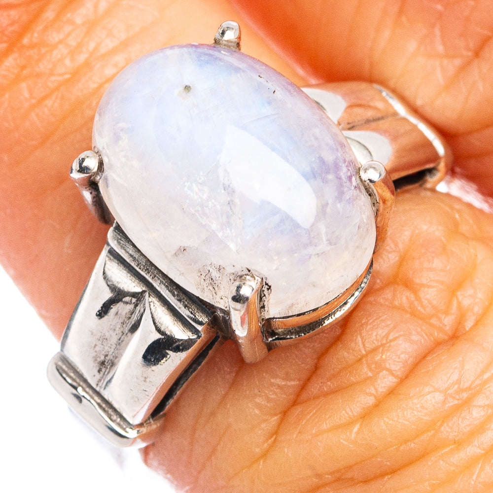 Rainbow Moonstone Ring Size 7 (.925 Sterling Silver)