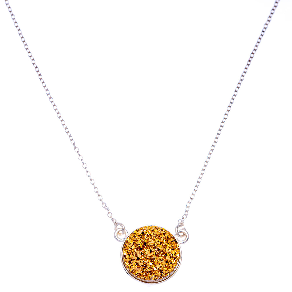 Metallic Druzy Necklace 18 5/8" (925 Sterling Silver) N90076