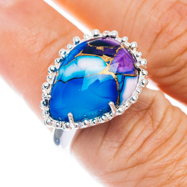 Exclusive Violet Blue Dahlia Mohave Turquoise Ring Size 7 (.925 Sterling Silver)