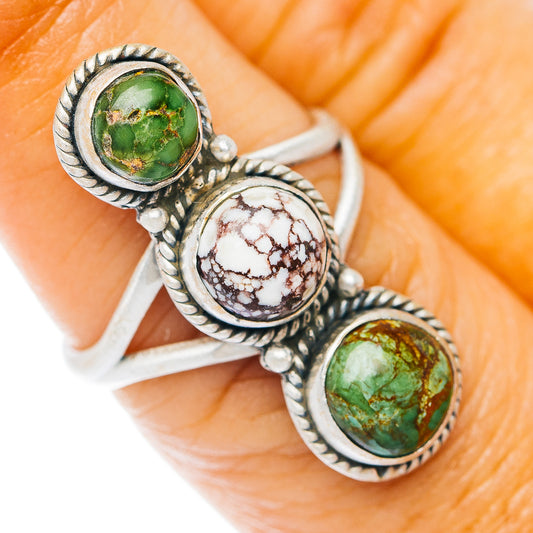 Wild Horse Jasper, Sonora Mountain Turquoise Ring Size 6.75 (.925 Sterling Silver)