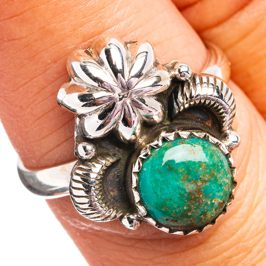 Southwestern Style Mohave Turquoise Ring Size 7.75 (.925 Sterling Silver)