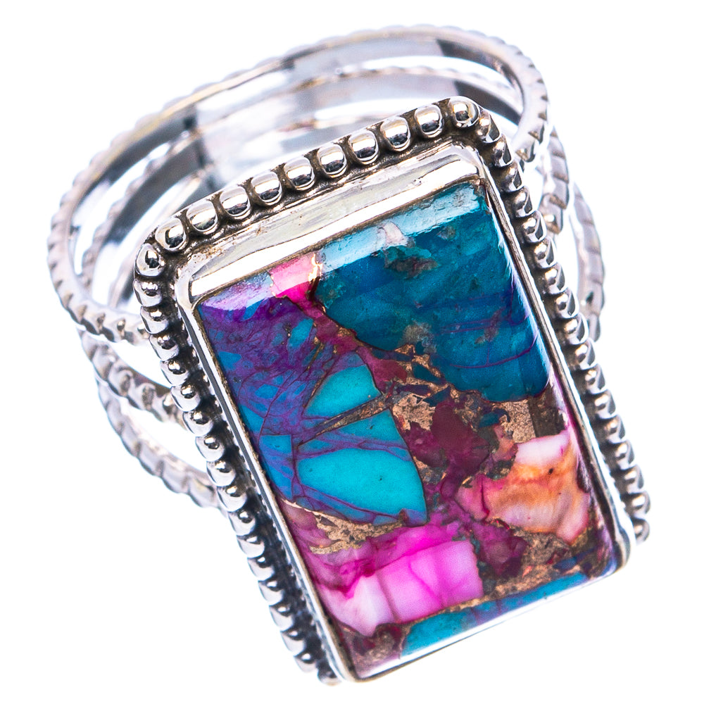 Pink Dahlia Mohave Turquoise Ring Size 7.75 (.925 Sterling Silver)