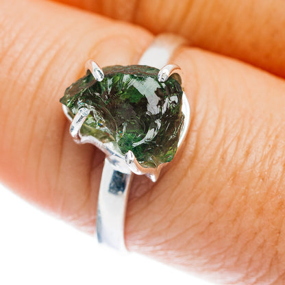 Czech Moldavite Ring Size 9 (.925 Sterling Silver)