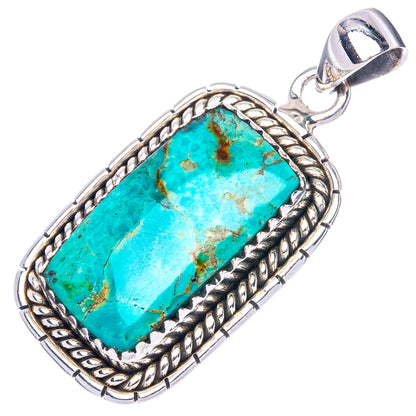 Rare Arizona Turquoise 925 Sterling Silver Pendant 1 3/8" (925 Sterling Silver) P41947