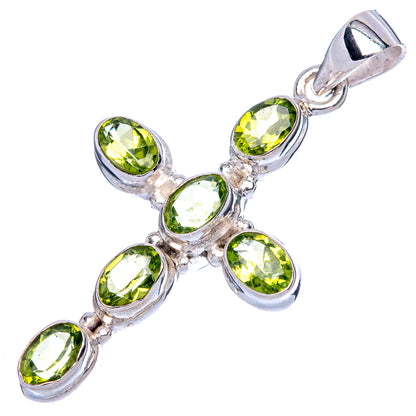 Peridot Cross Pendants 1 5/8" (925 Sterling Silver) P42363