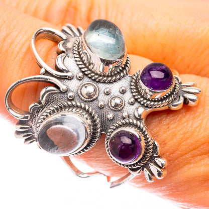 Large Aquamarine, Amethyst Ring Size 9.5 (925 Sterling Silver) R141632