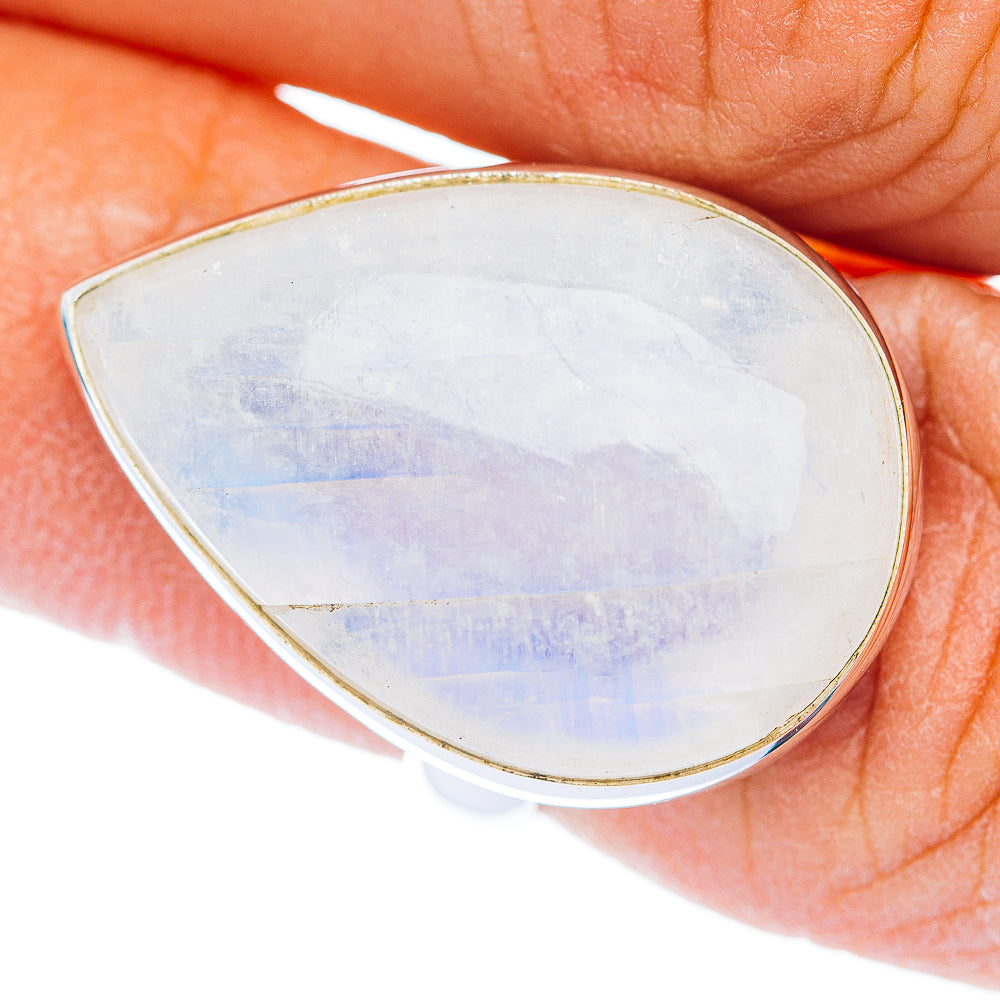 Premium Rainbow Moonstone Ring Size 6.5 Adjustable (.925 Sterling Silver)