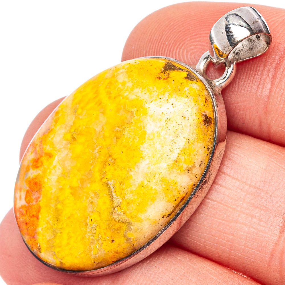 Bumble Bee Jasper Pendant 1 5/8" (925 Sterling Silver) P43171