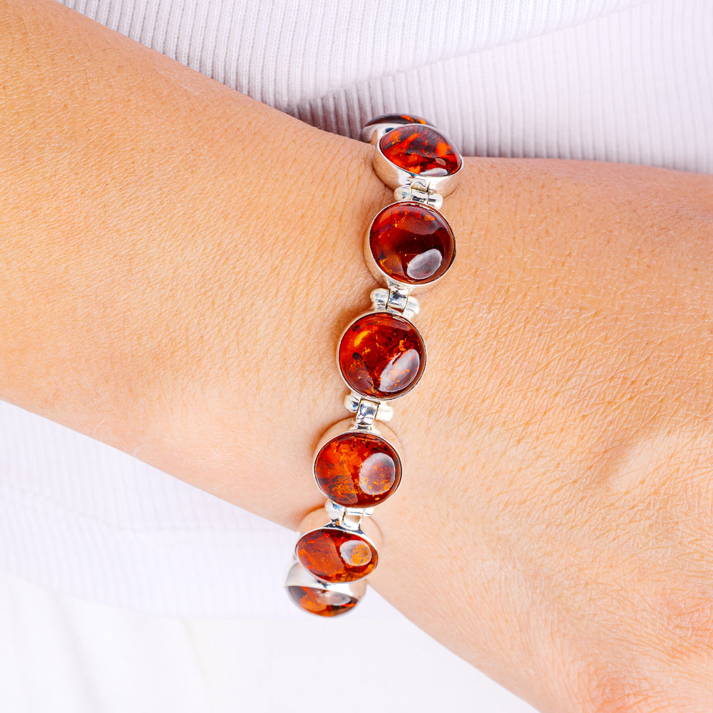 Baltic Amber Bracelet 7 to 8" (.925 Sterling Silver)