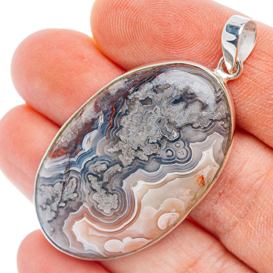 Premium Crazy Lace Agate Pendant 2" (.925 Sterling Silver)